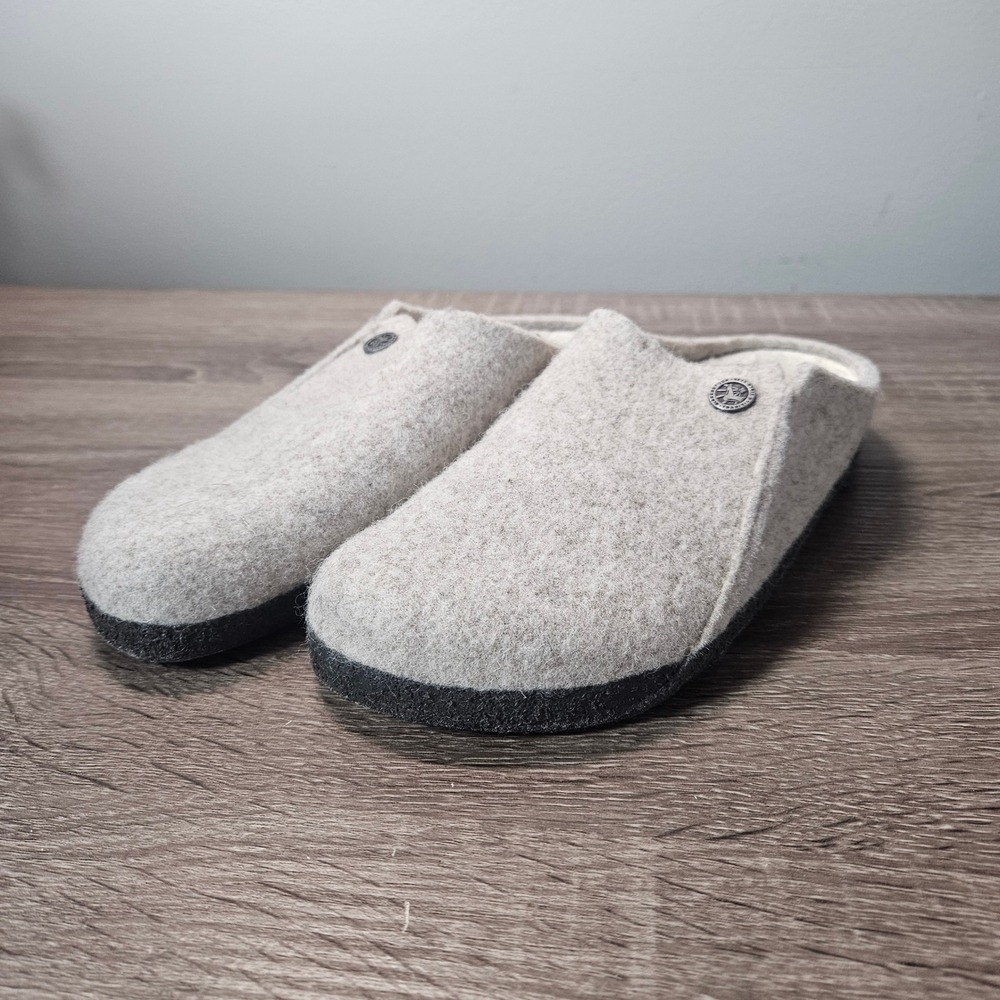 Birkenstock Zermatt Shearling Wool Felt Clogs Light Gray Size 36 L5 Narrow